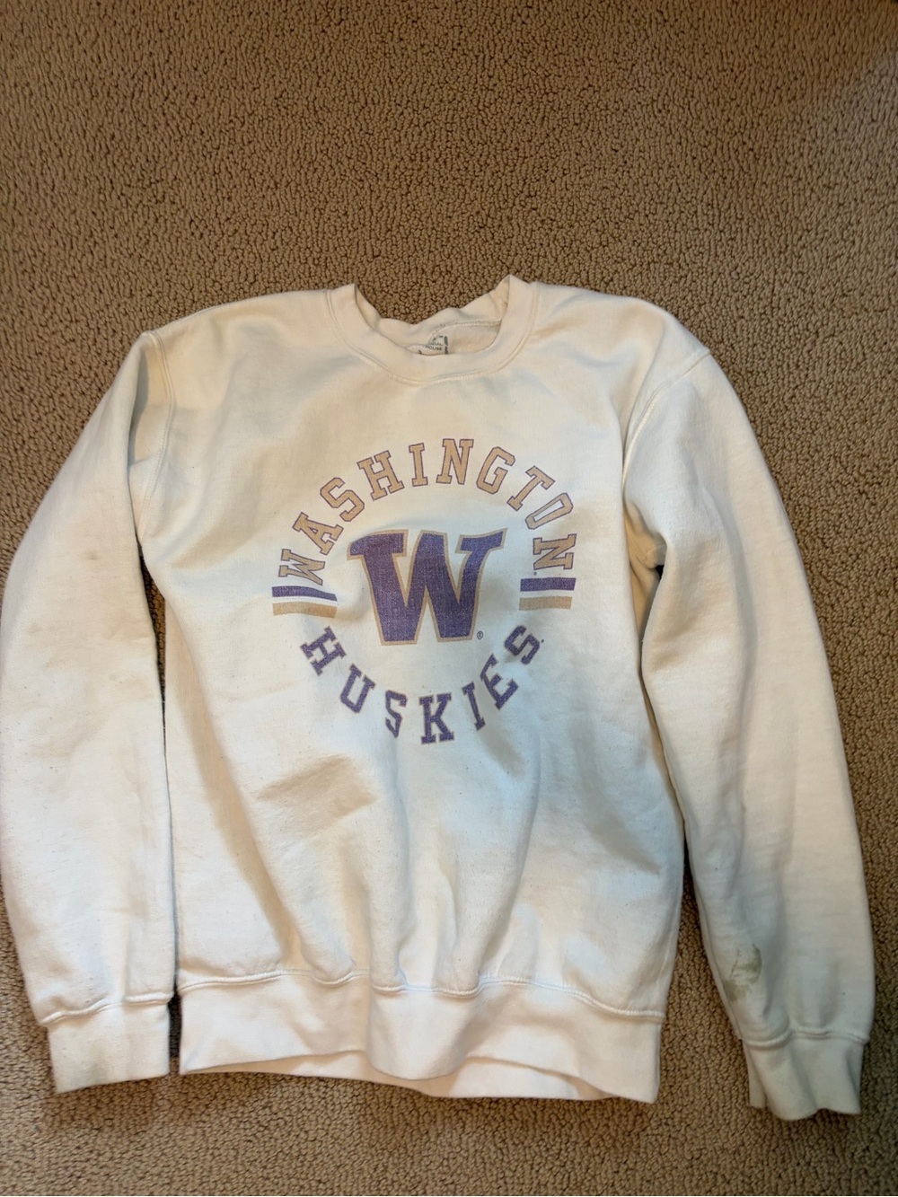 Washington Huskies White Crewneck Sweatshirt